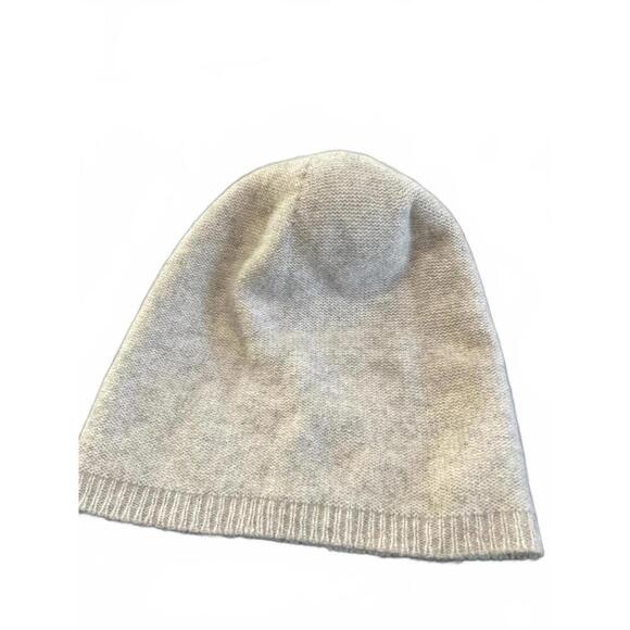 Tahari Cashmere Grey Beanie with Fluffy White Pom Pom main image 4